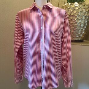 Lands' End Red and White Striped Shirt